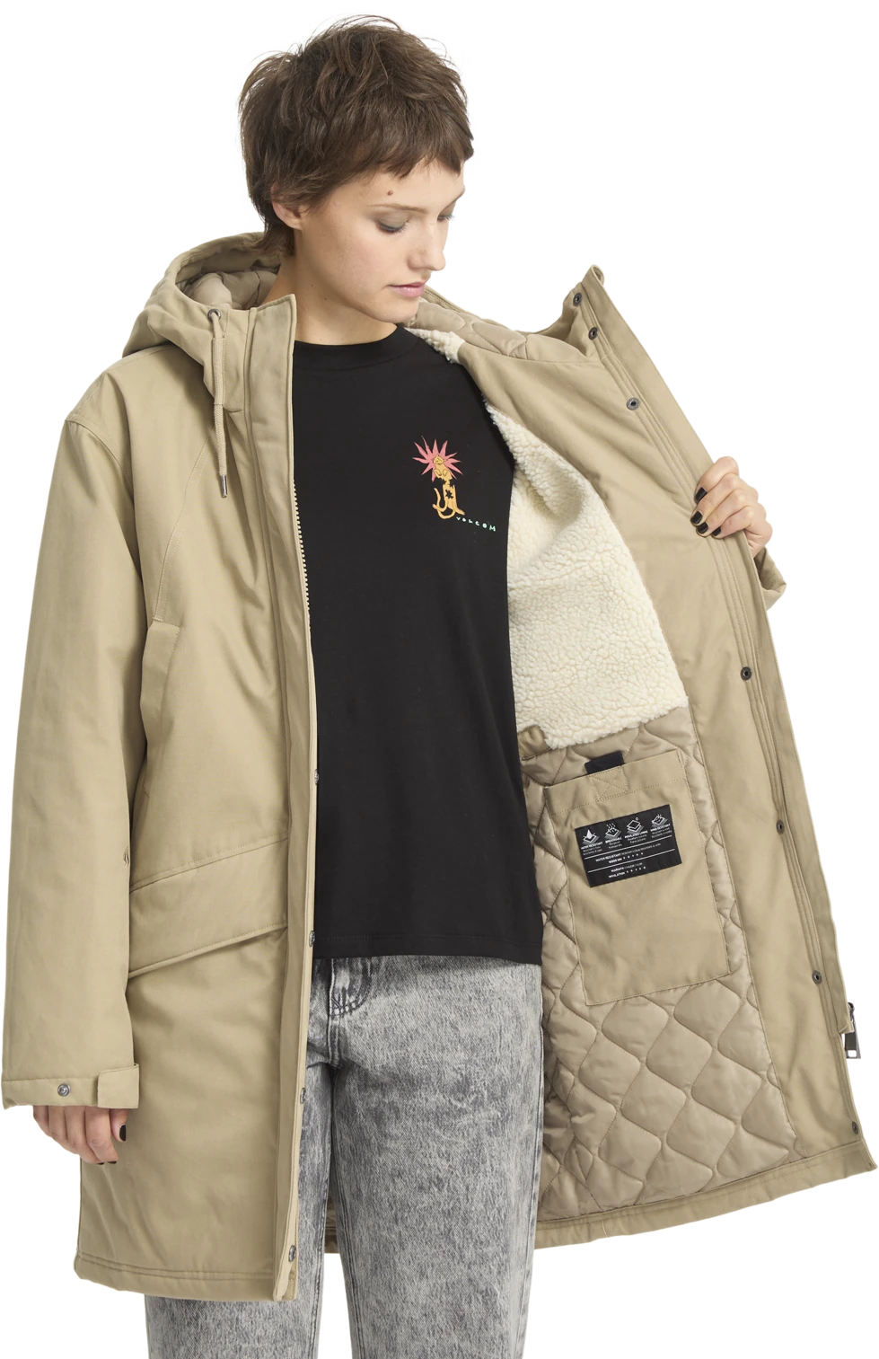 Volcom SOMESTONE 10K PARKA chaquetas y abrigos mujer detail 3 | Khaki