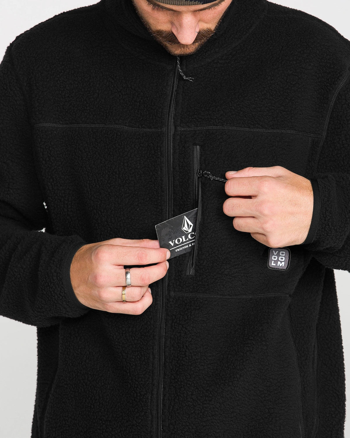 Volcom MEN'S NELSON SHERPA FULL ZIP sudadera hombre detail 5 | Black