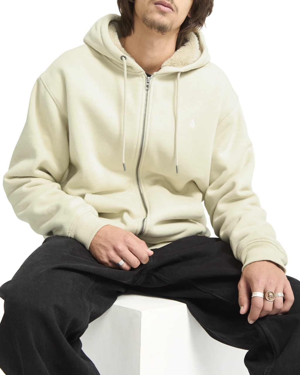 Volcom Single Stone sudadera con capucha hombre detail 5 | Light Beige