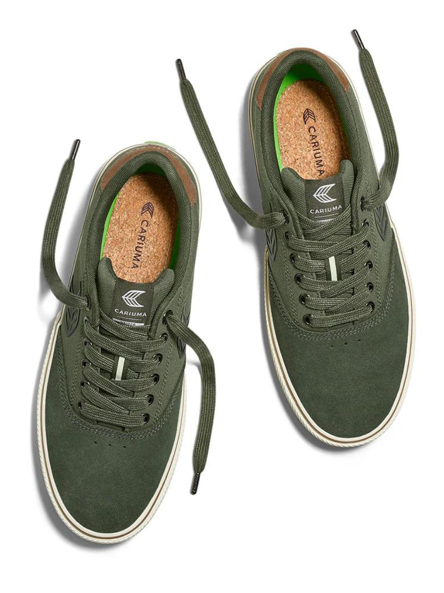 Cariuma Naioca Pro Skate Shoes - Bronze Green Suede Deep Linchen