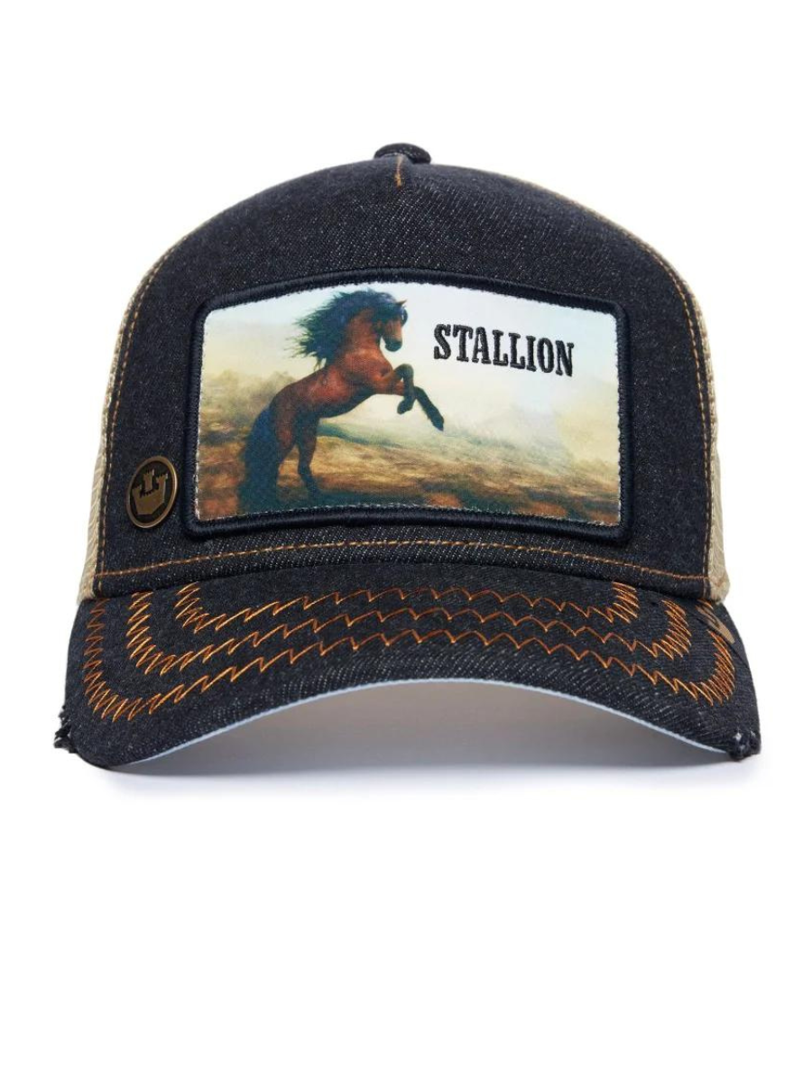 Casquette Goorin Bros Stallion (Cheval) - Denim Bleu Foncé / Beige