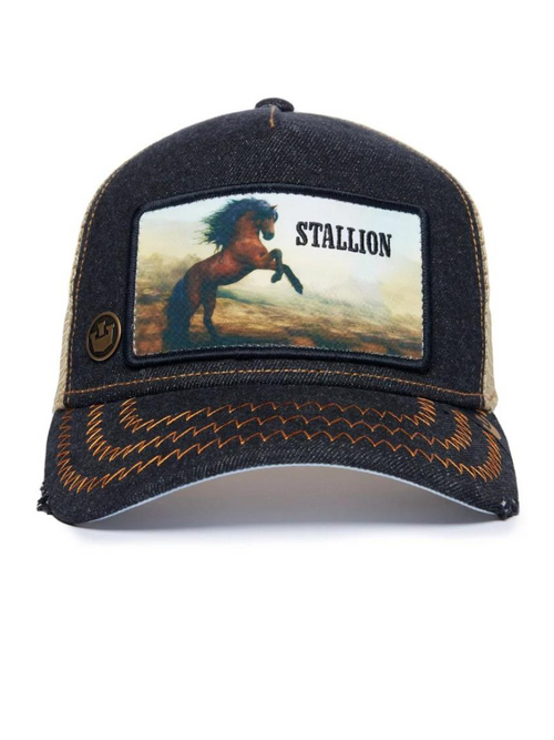Boné Goorin Bros Stallion (Cavalo) - Azul Escuro Denim / Bege