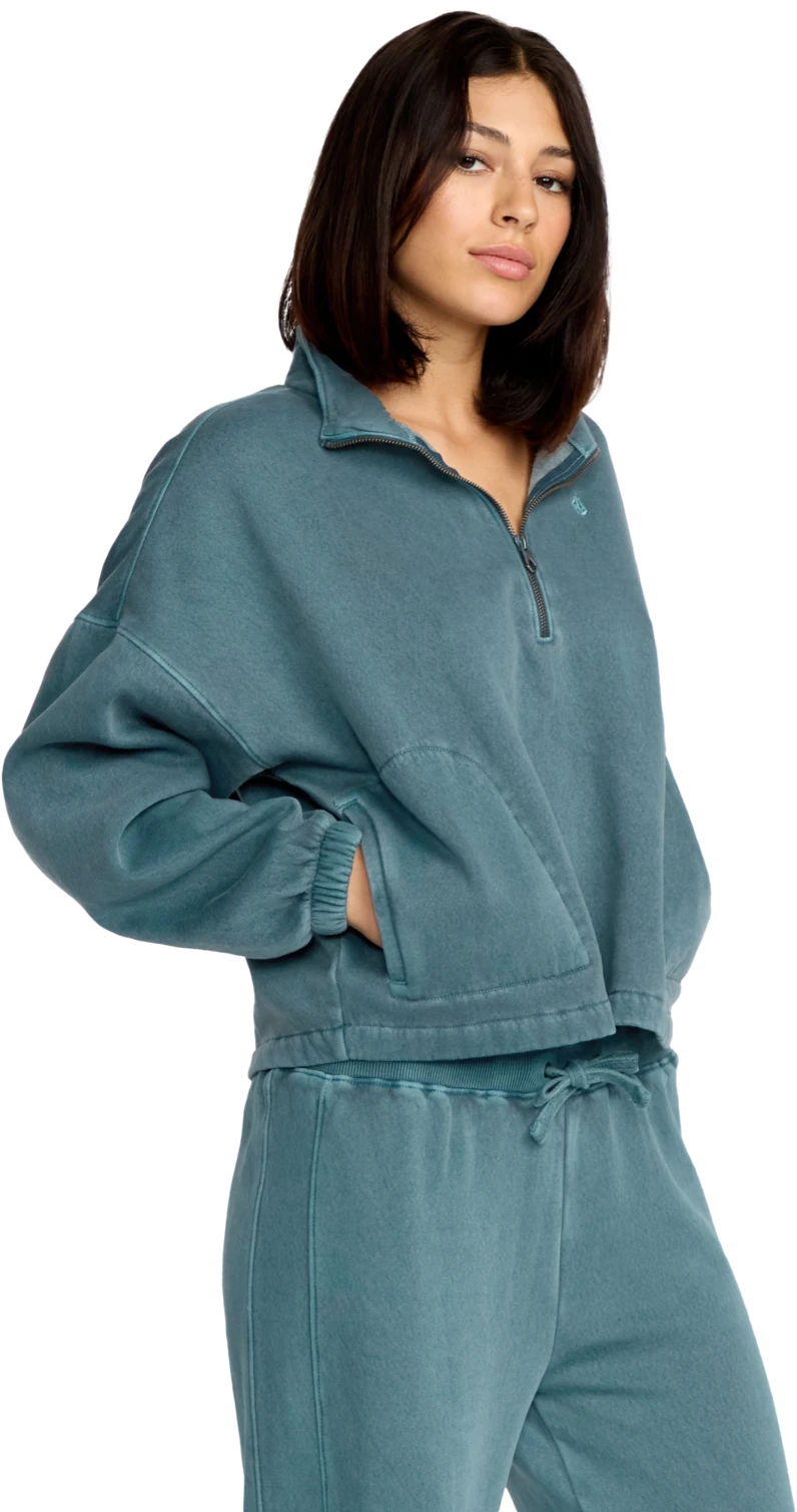 Volcom Stone Soft Quarter sudadera con cremallera mujer detail 2 | Emerald Green