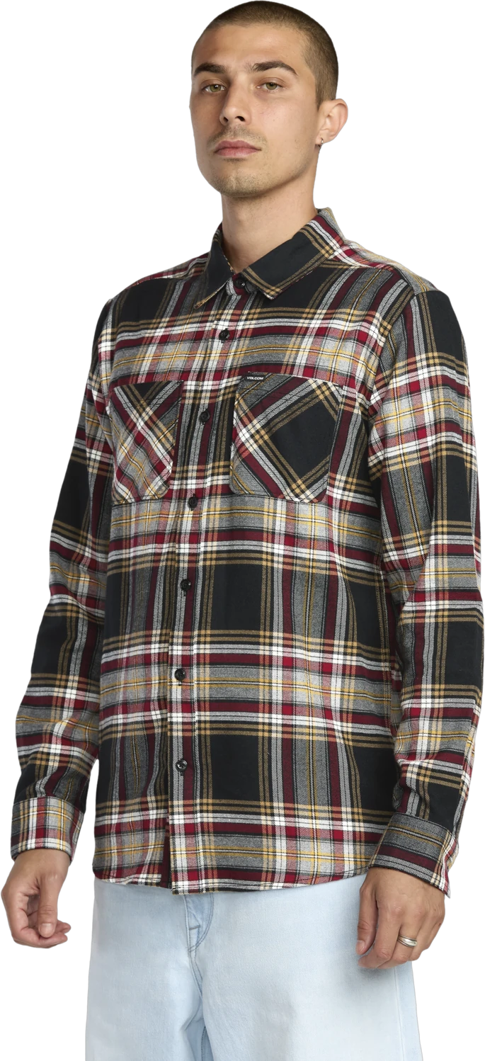Volcom Netastone Flannel Shirt camisa manga larga hombre detail 2 | Antique Black