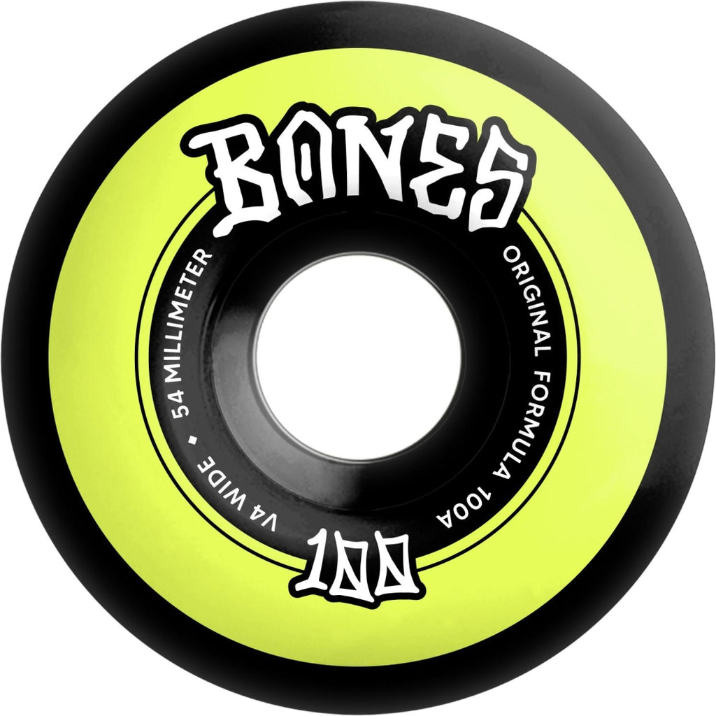 Bones Wheels OG Formula 100's V4 Wide 54mm Black ruedas del monopatín detail 1 | Black