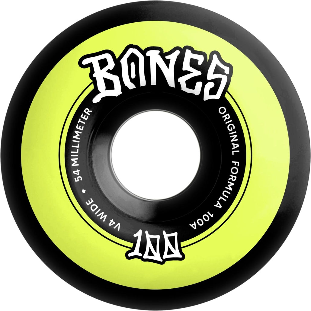 Bones Wheels OG Formula 100's V4 Wide 54mm Black ruedas del monopatín detail 1 | Black