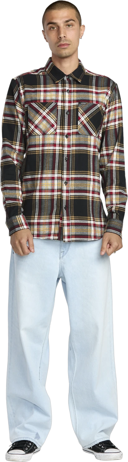 Volcom Netastone Flannel Shirt camisa manga larga hombre detail 4 | Antique Black