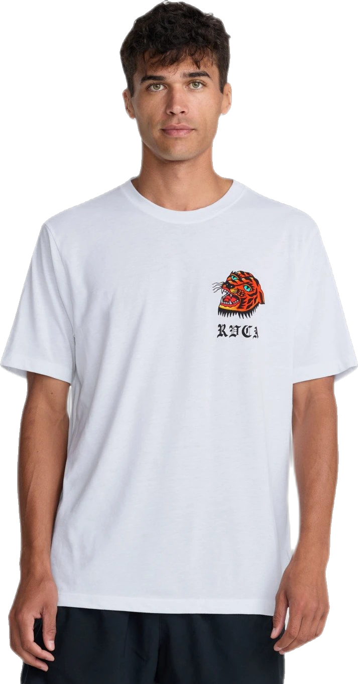 Rvca RVCA Kaleb Tiger Camiseta Blanco Hombre camiseta manga corta hombre | Blanco