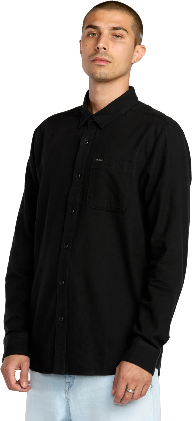 Volcom Caden Solid Shirt camisa manga larga hombre detail 2 | Antique Black