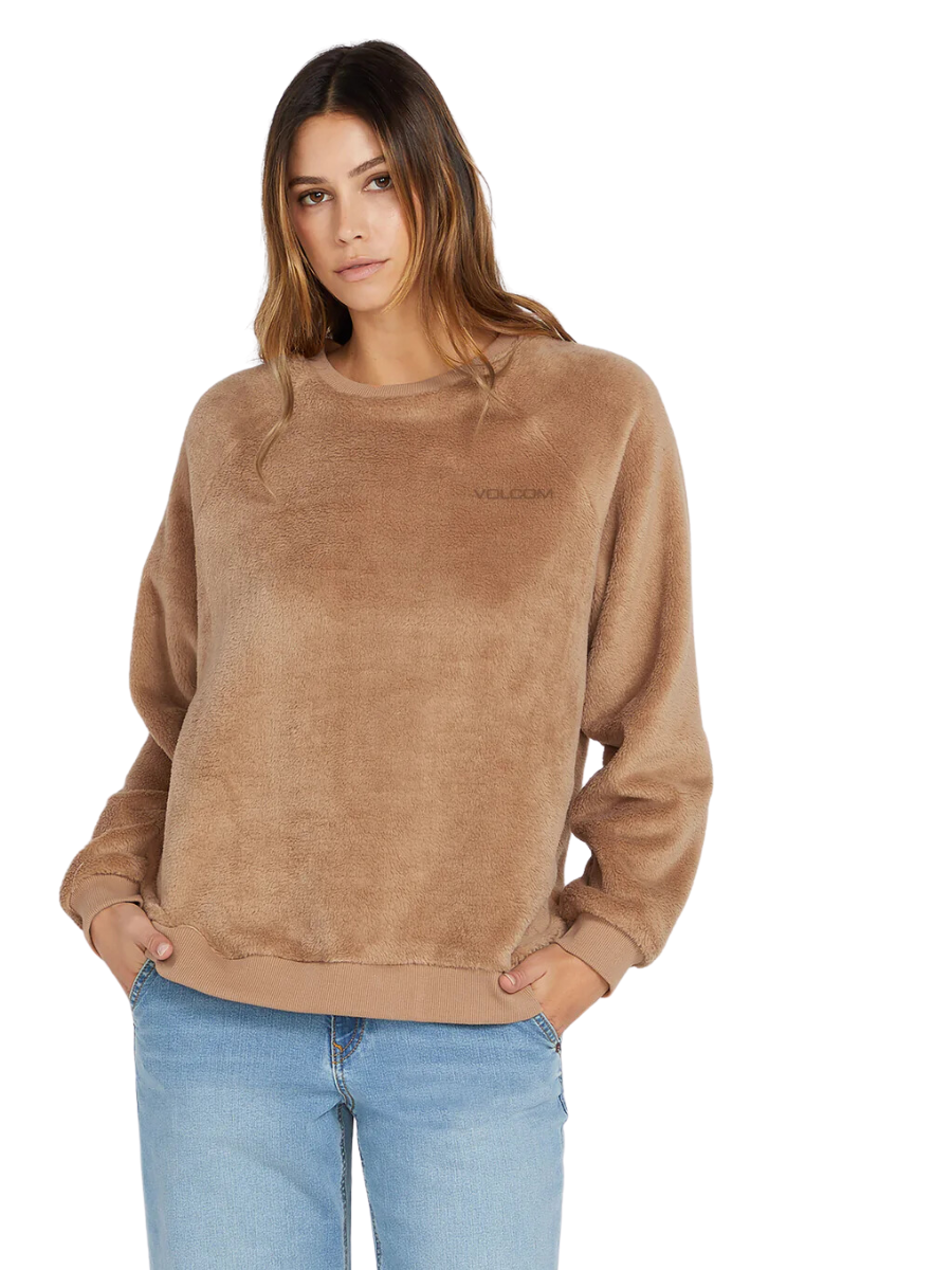 Volcom Pheelin Phine Sherpa Mädchen-Sweatshirt – Mokka