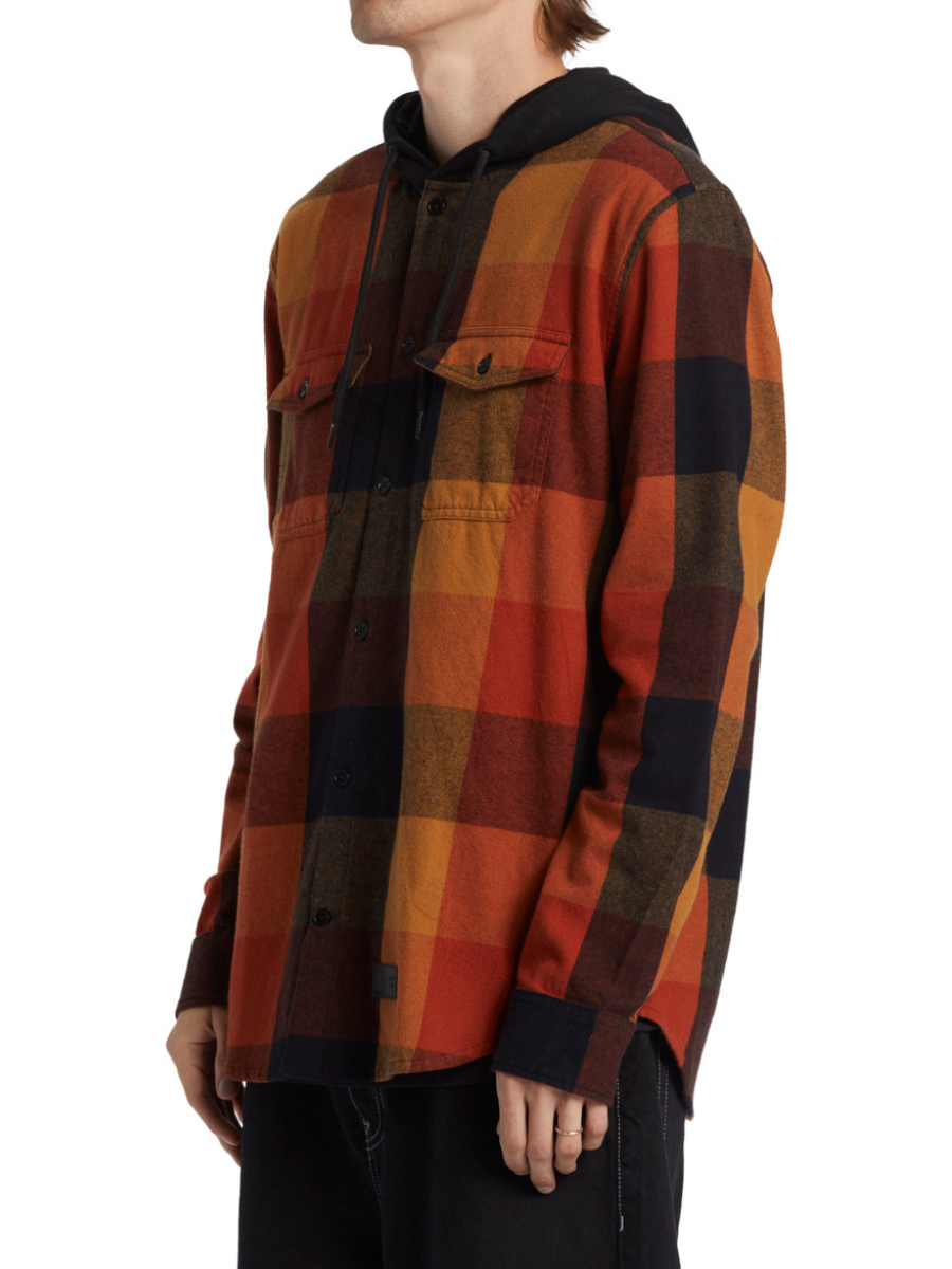 DC Shoes Rucktus Hooded Shirt - black/ar.spice/chipmunk plaid