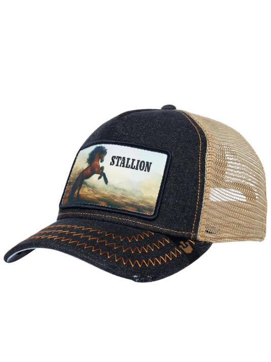 produits les plus vendus | Casquette Goorin Bros Stallion (Cheval) - Denim Bleu Foncé / Beige