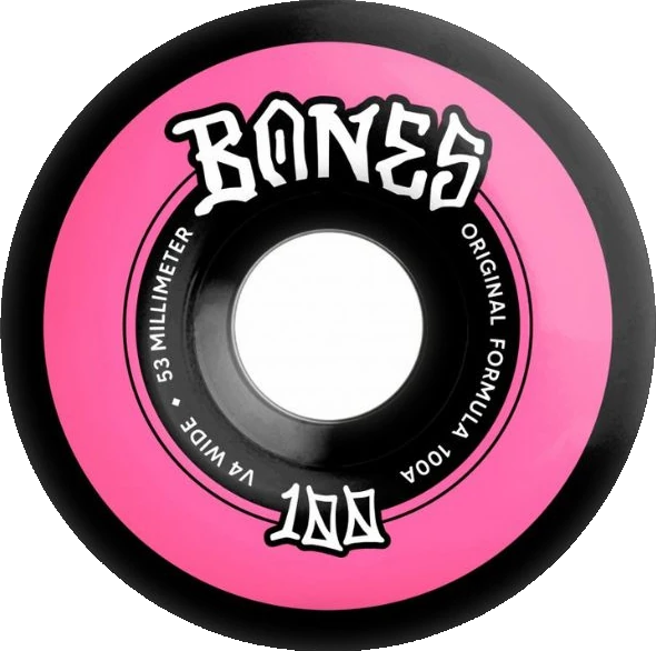 Bones Wheels OG Formula 100's V4 Wide 53mm Black ruedas del monopatín | Black
