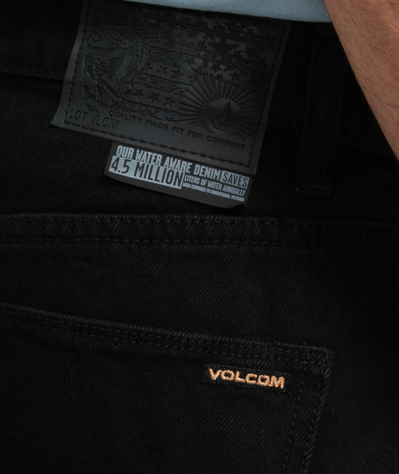 Volcom Modown Tapered Jeans pantalón tejano hombre detail 5 | Black