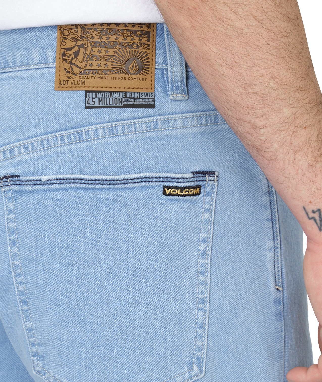 Volcom Modown Tapered Jeans pantalón tejano hombre detail 3 | LIGHT VINTAGE INDIGO