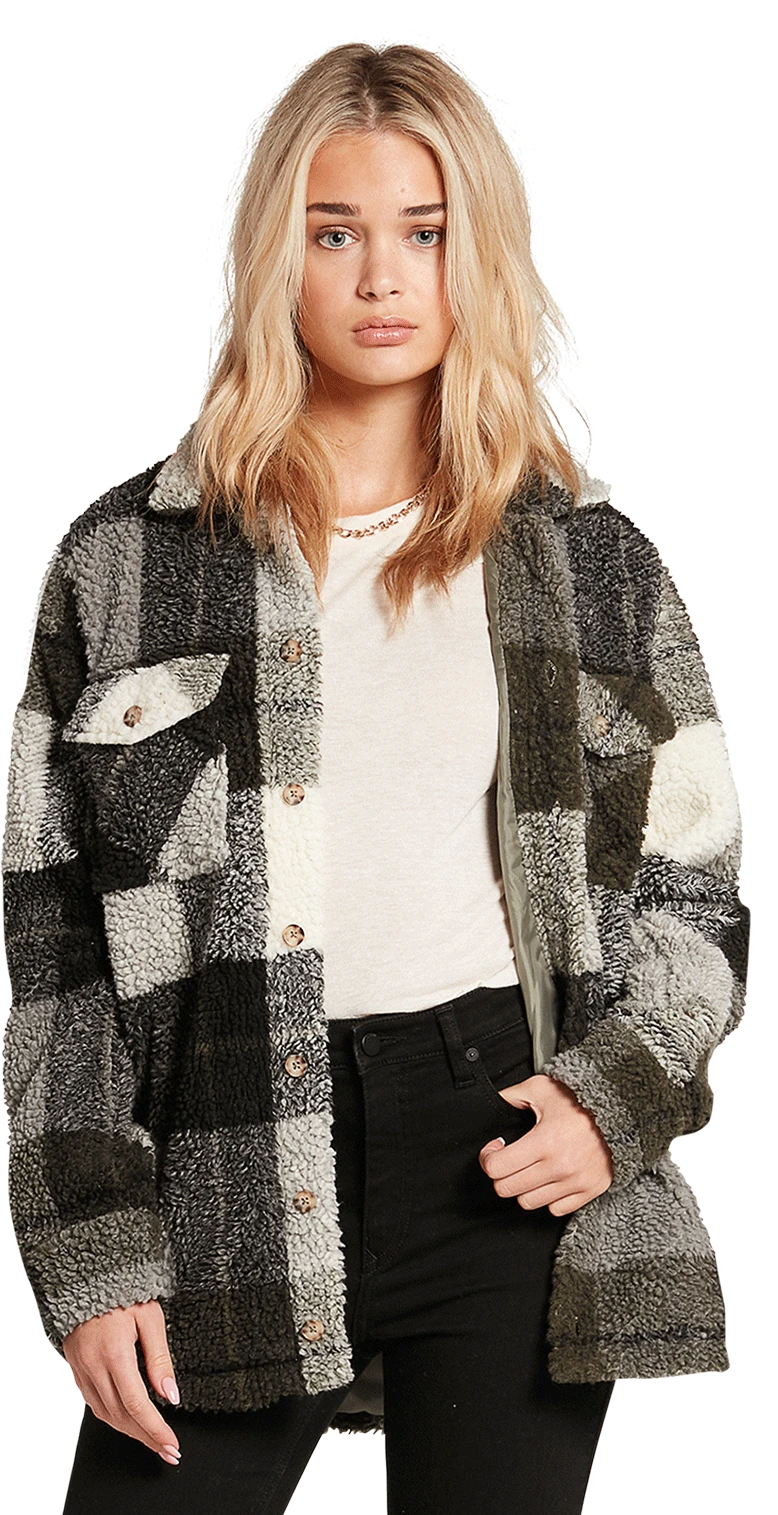 Volcom SILENT SHERPA JACKET chaquetas y abrigos mujer detail 2 | Army Green Combo