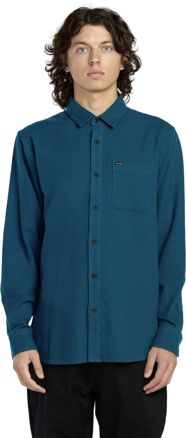 Volcom Caden Solid Shirt camisa manga larga hombre | Cosmic Blue