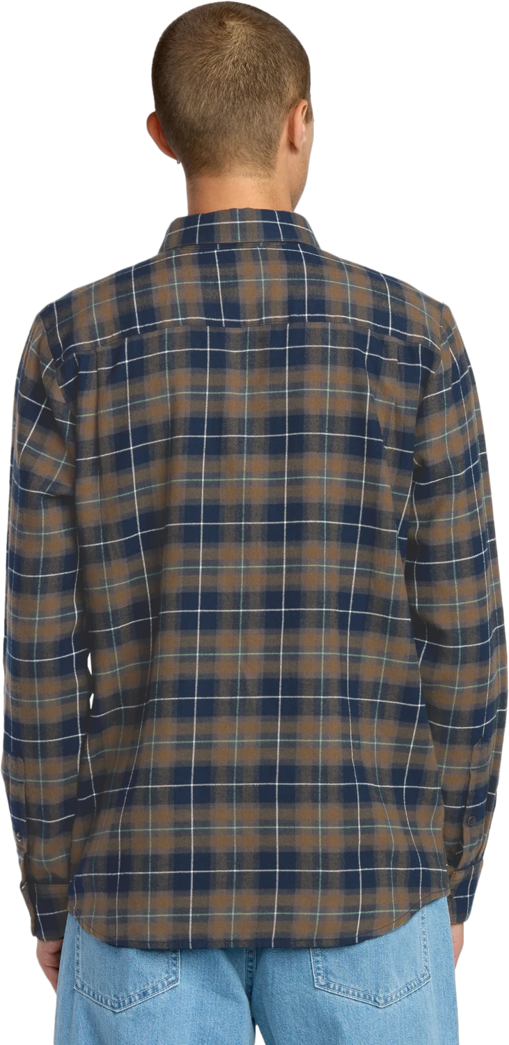 Volcom Caden Plaid Shirt camisa manga larga hombre detail 1 | Navy