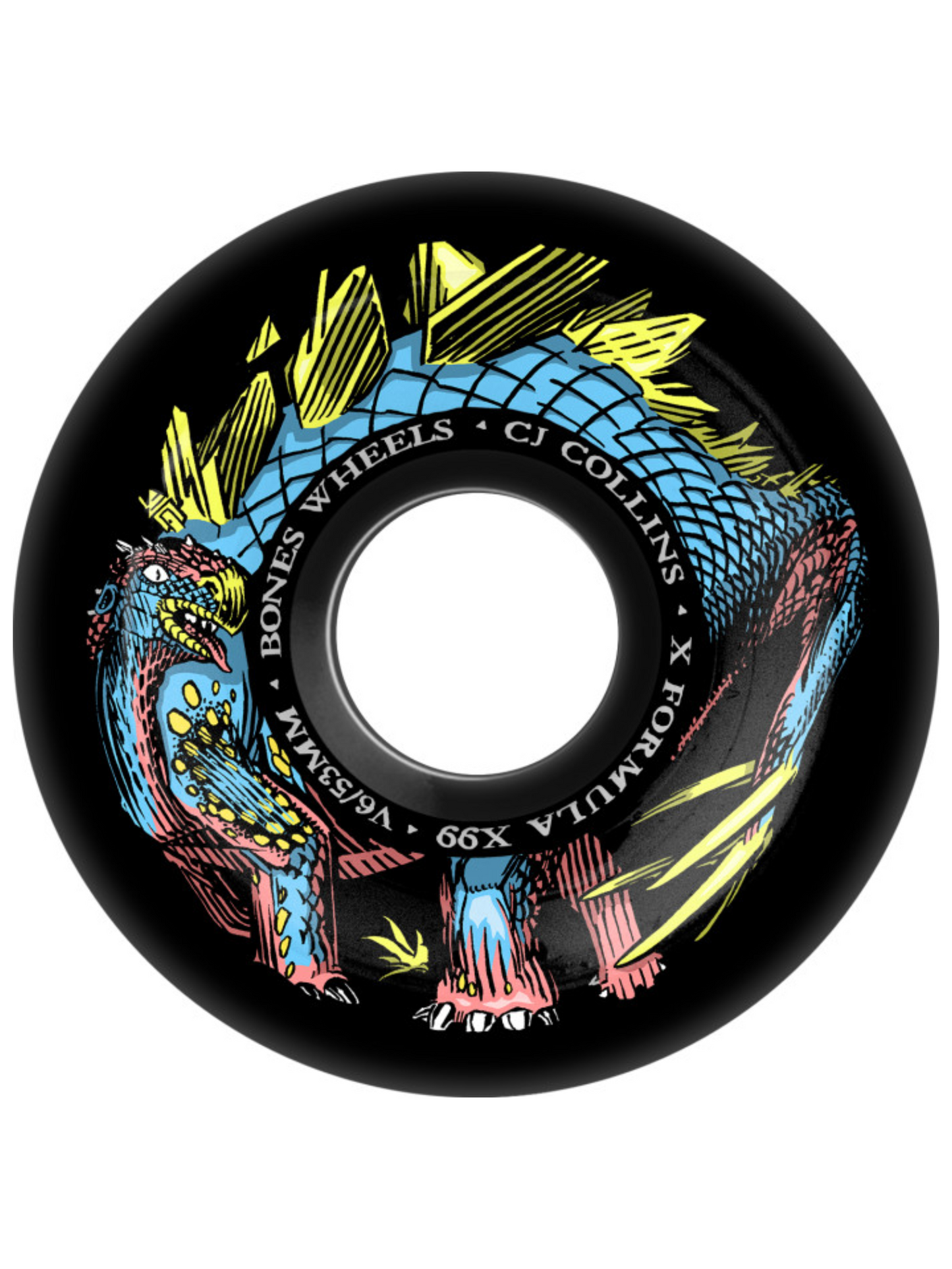 Bones X-Formula Collins Dino-Sortas Preto 53mm V6 Wide-Cut 99A Rodas de Skate