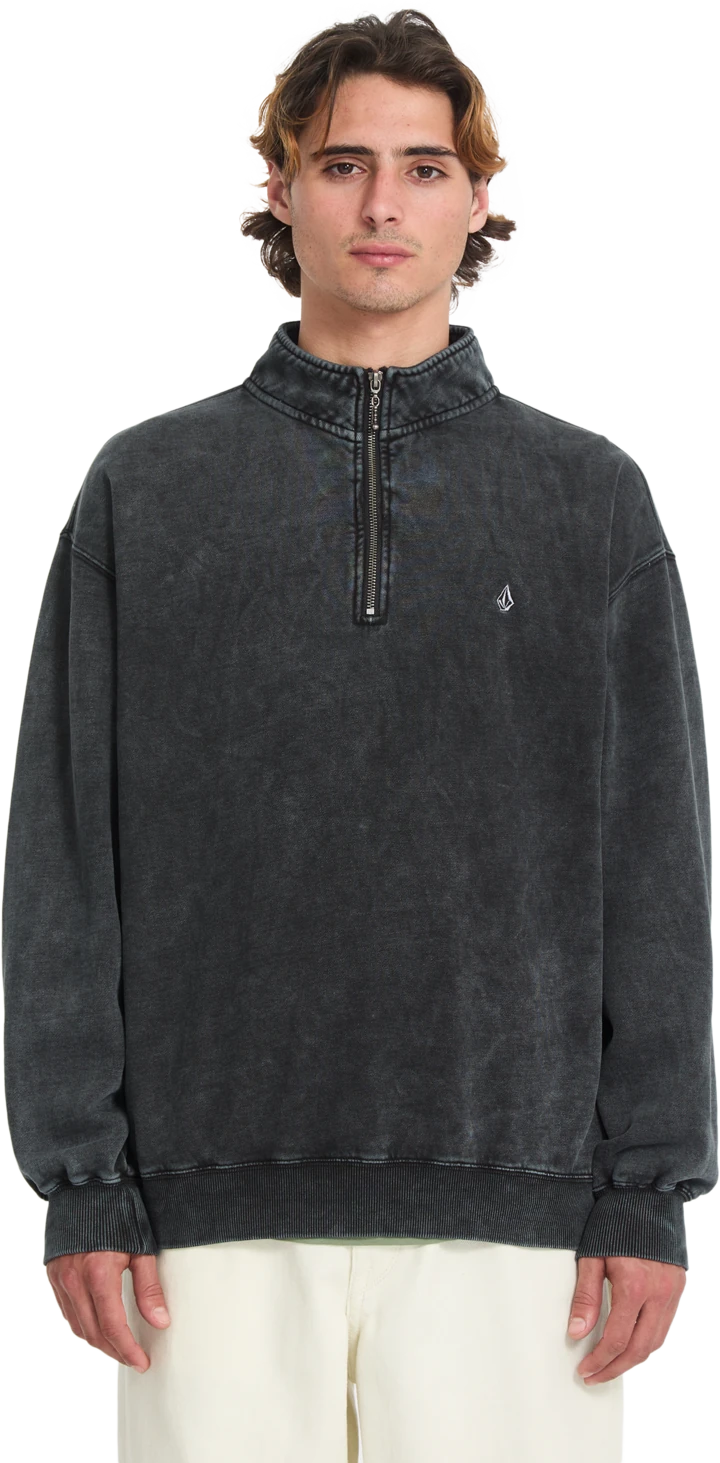 Volcom SINGLE STONE QUARTER ZIP sudadera con cremallera hombre | Light Acid Black