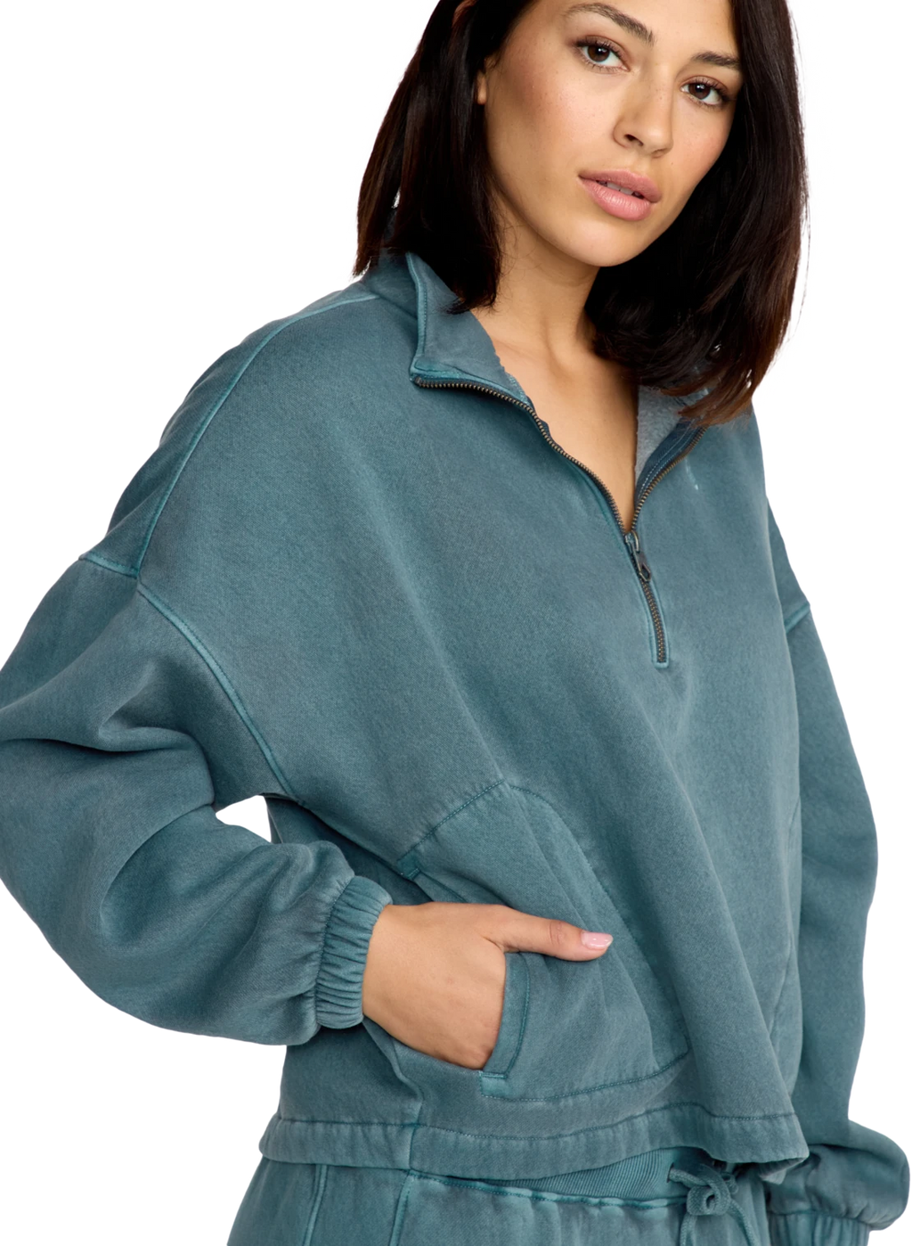 Volcom Stone Soft Quarter sudadera con cremallera mujer detail 3 | Emerald Green