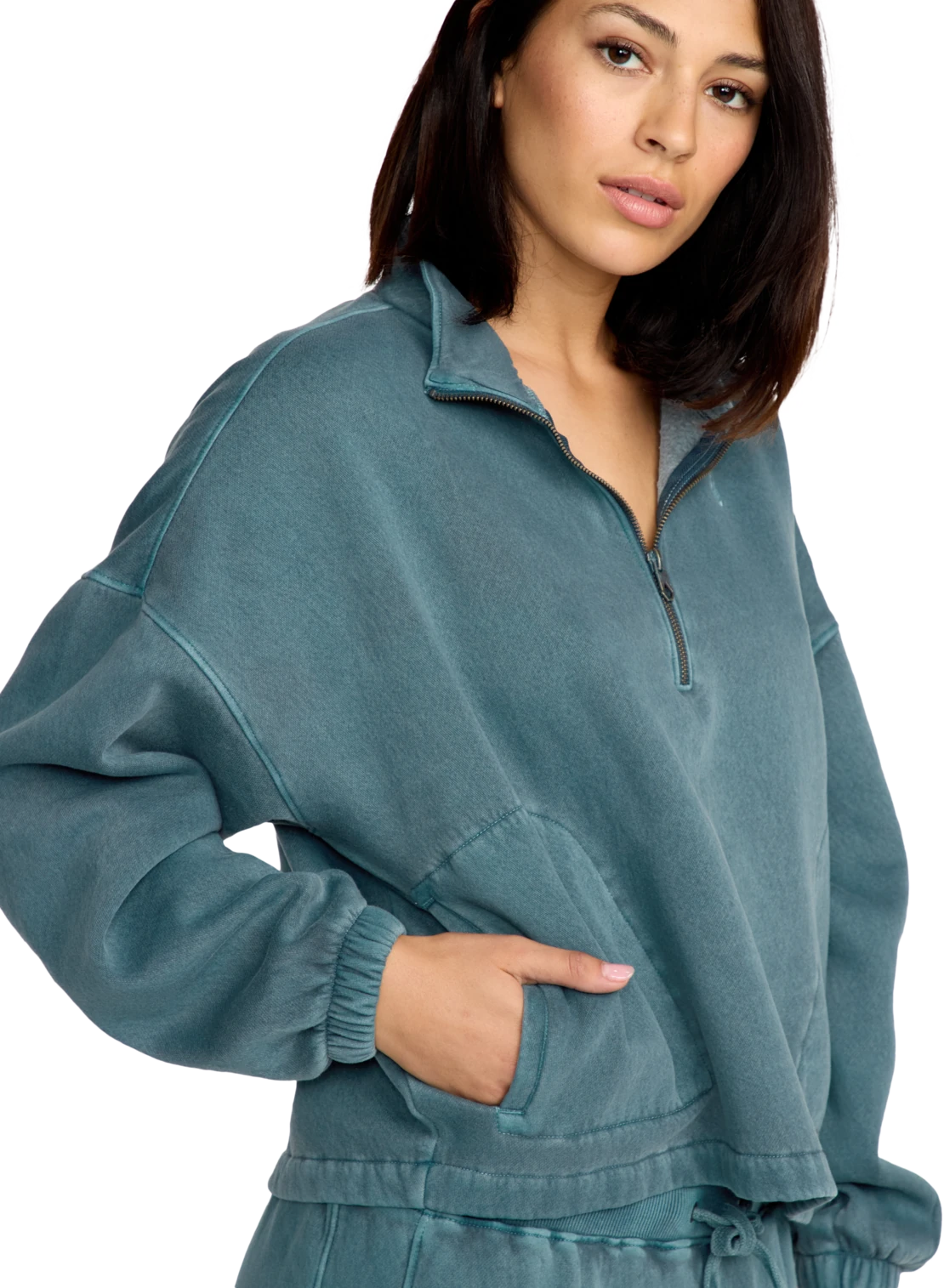 Volcom Stone Soft Quarter sudadera con cremallera mujer detail 3 | Emerald Green