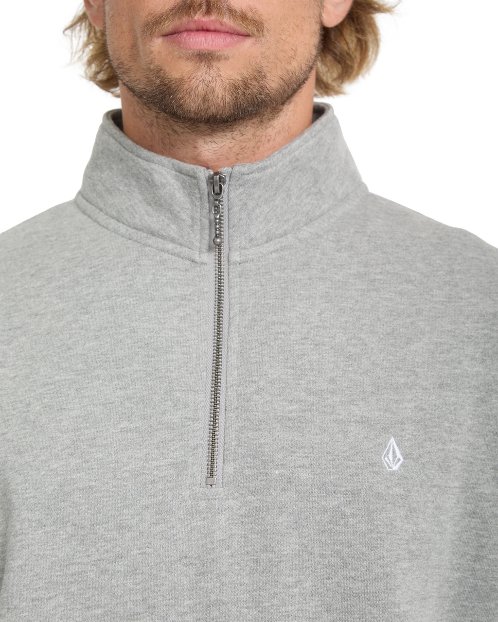 Volcom SINGLE STONE QUARTER ZIP sudadera con cremallera hombre detail 3 | Heather Grey