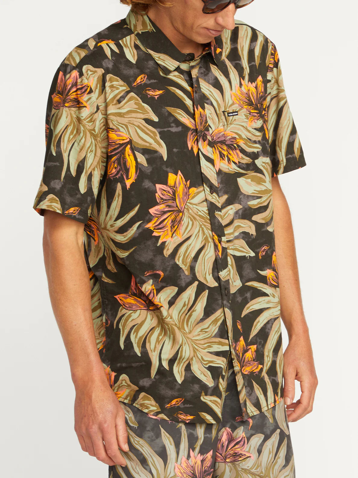 Volcom Marble Floral Shirt – Rinsed Black