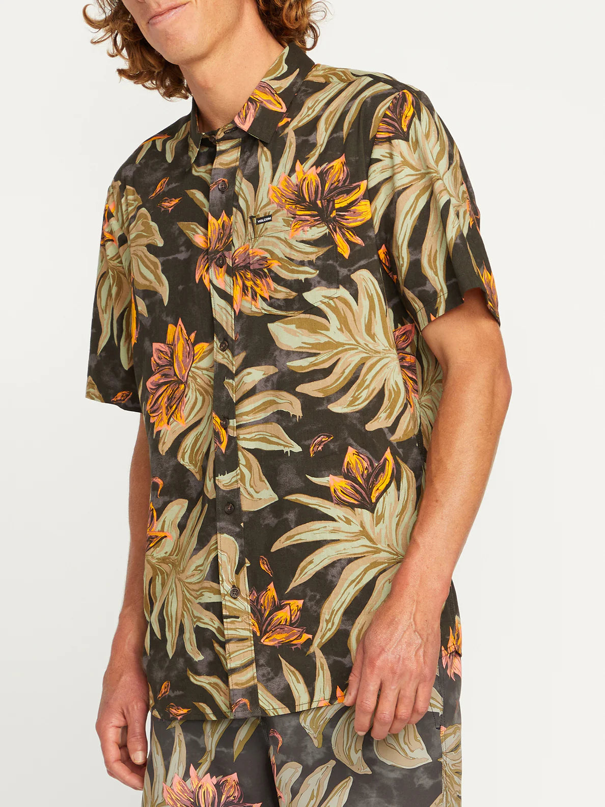 Volcom Marble Floral Shirt – Rinsed Black