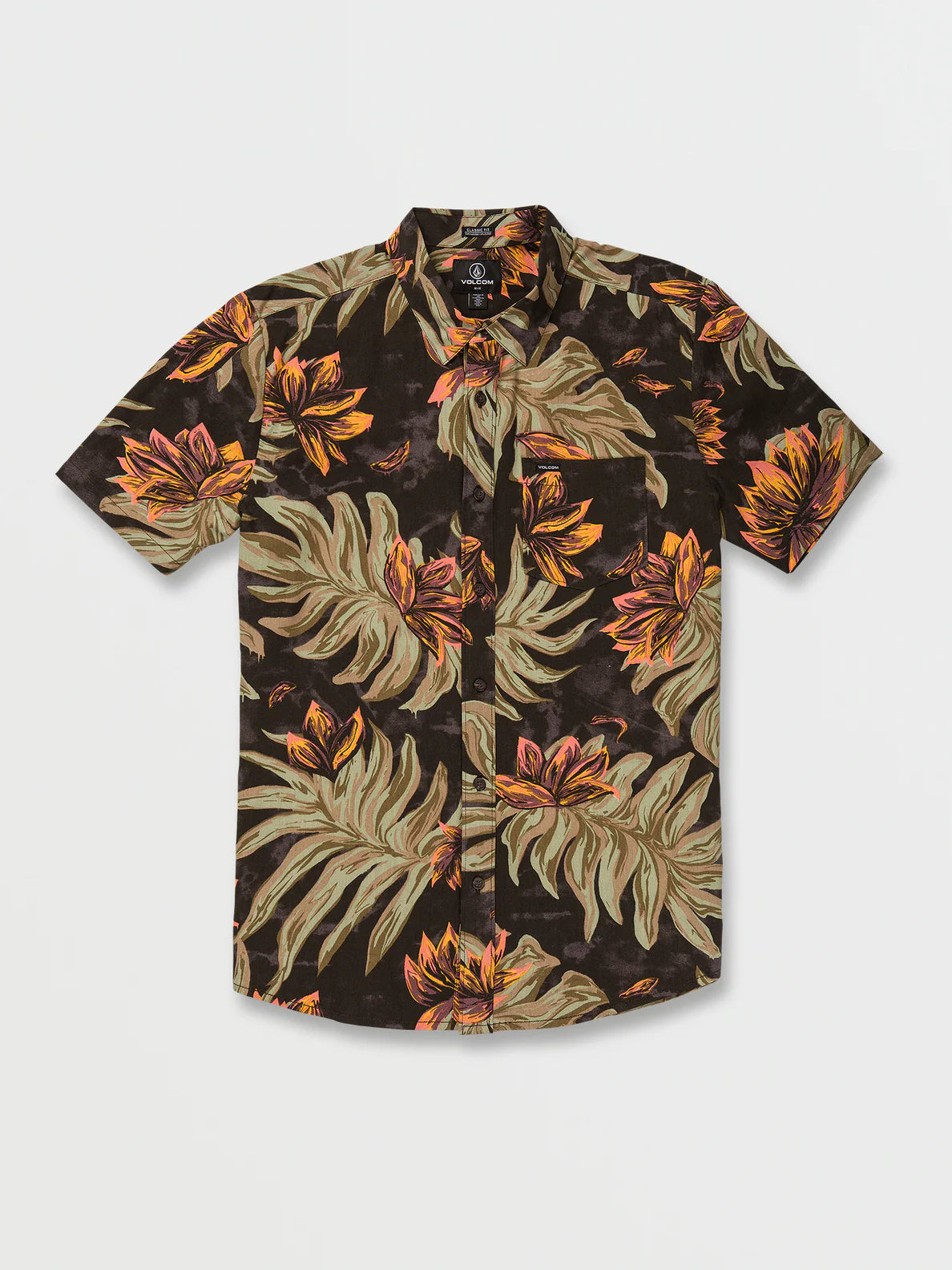 Volcom Marble Floral Shirt – Rinsed Black