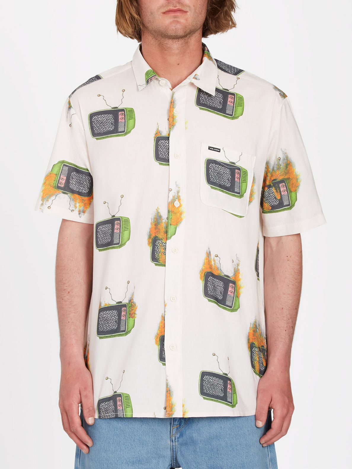 Volcom Justin Hager Woven Whitecap Gray Shirt