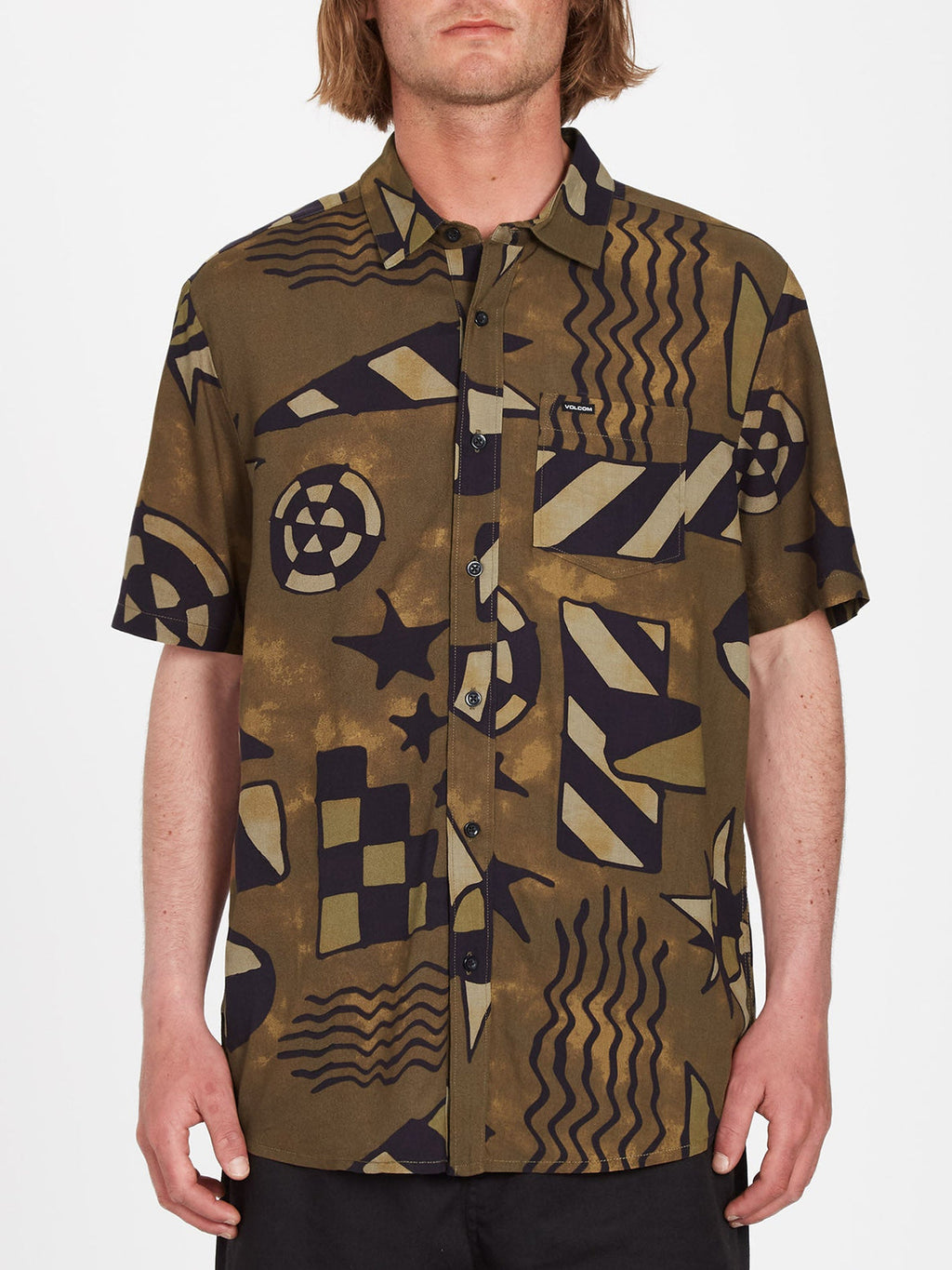 Volcom Hand Geo Service Green Shirt