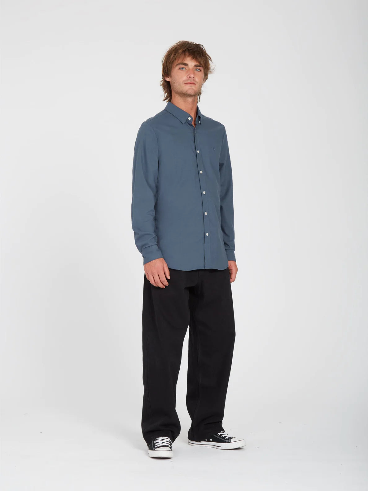 Camisa Volcom Oxford Stretch L/S Marina Blue | CAMISAS QUE NOS GUSTAN | surfdevils.com