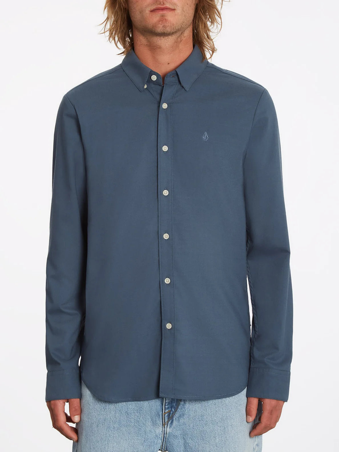 Volcom Oxford Stretch Shirt L/S Navy Blue | SHIRTS WE LIKE | surfdevils.com