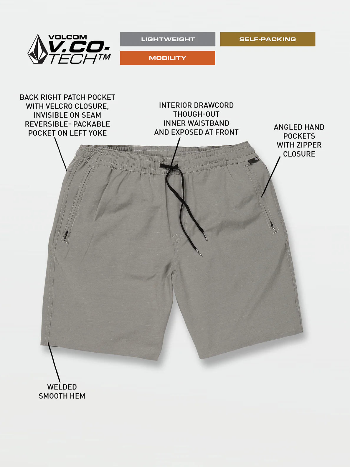 Pantalon Corto Volcom Wrecpack Hybrid 19" - Moonbean | Pantalones cortos de Hombre | Todos los pantalones de hombre | Volcom Shop | surfdevils.com