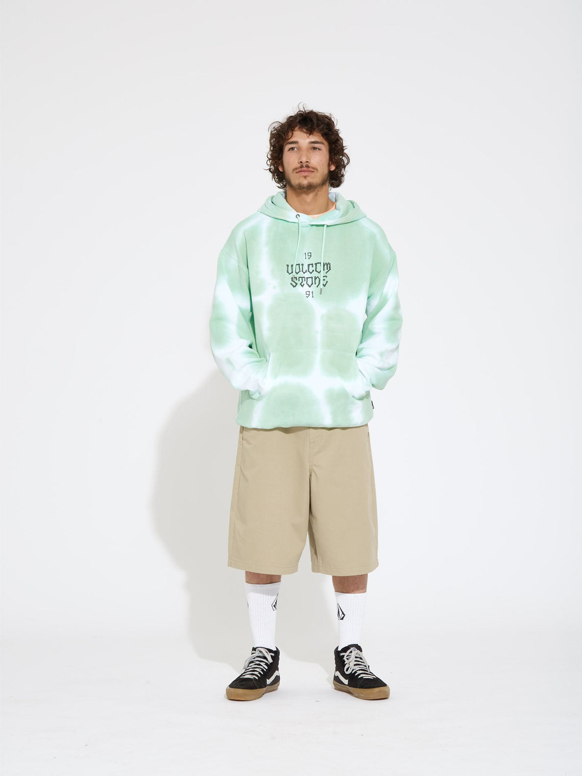Felpa con cappuccio Volcom Trippin Dye Bottle Green