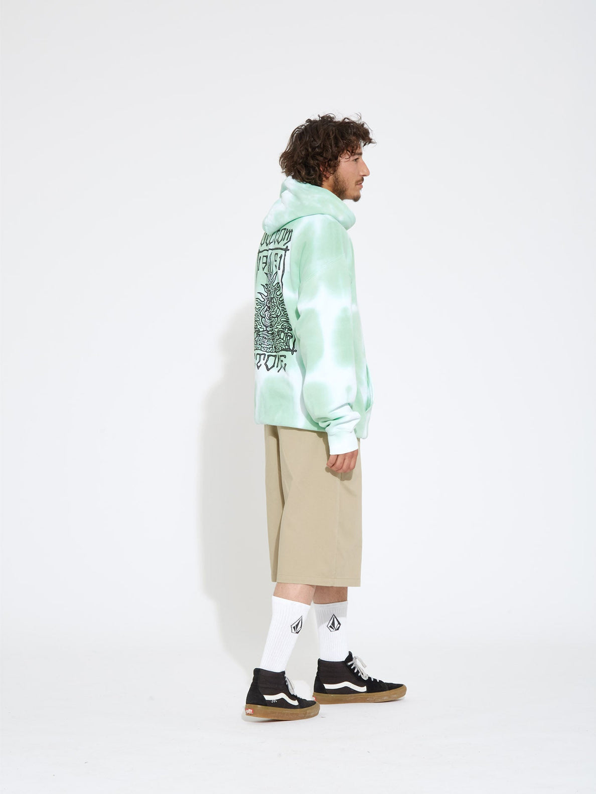 Felpa con cappuccio Volcom Trippin Dye Bottle Green