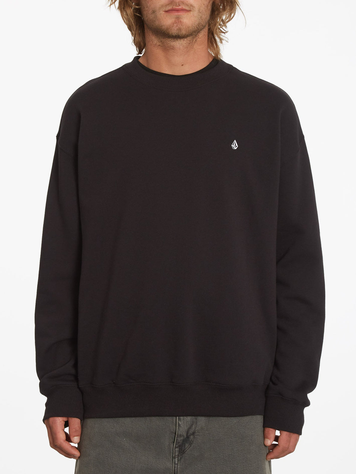 Volcom Single Stone Crew Sweatshirt - Black | surfdevils.com