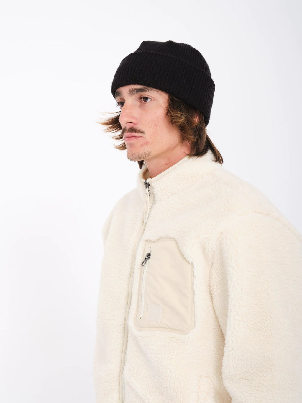 Volcom Muzzer Fuzzar Sherpa Zip Hoodie - Dirty White