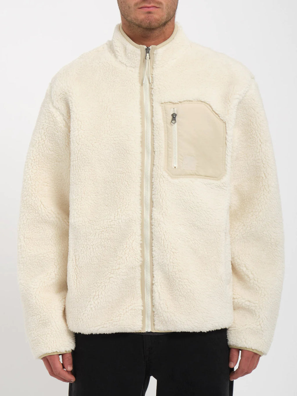 Volcom Muzzer Fuzzar Sherpa Zip Hoodie - Dirty White