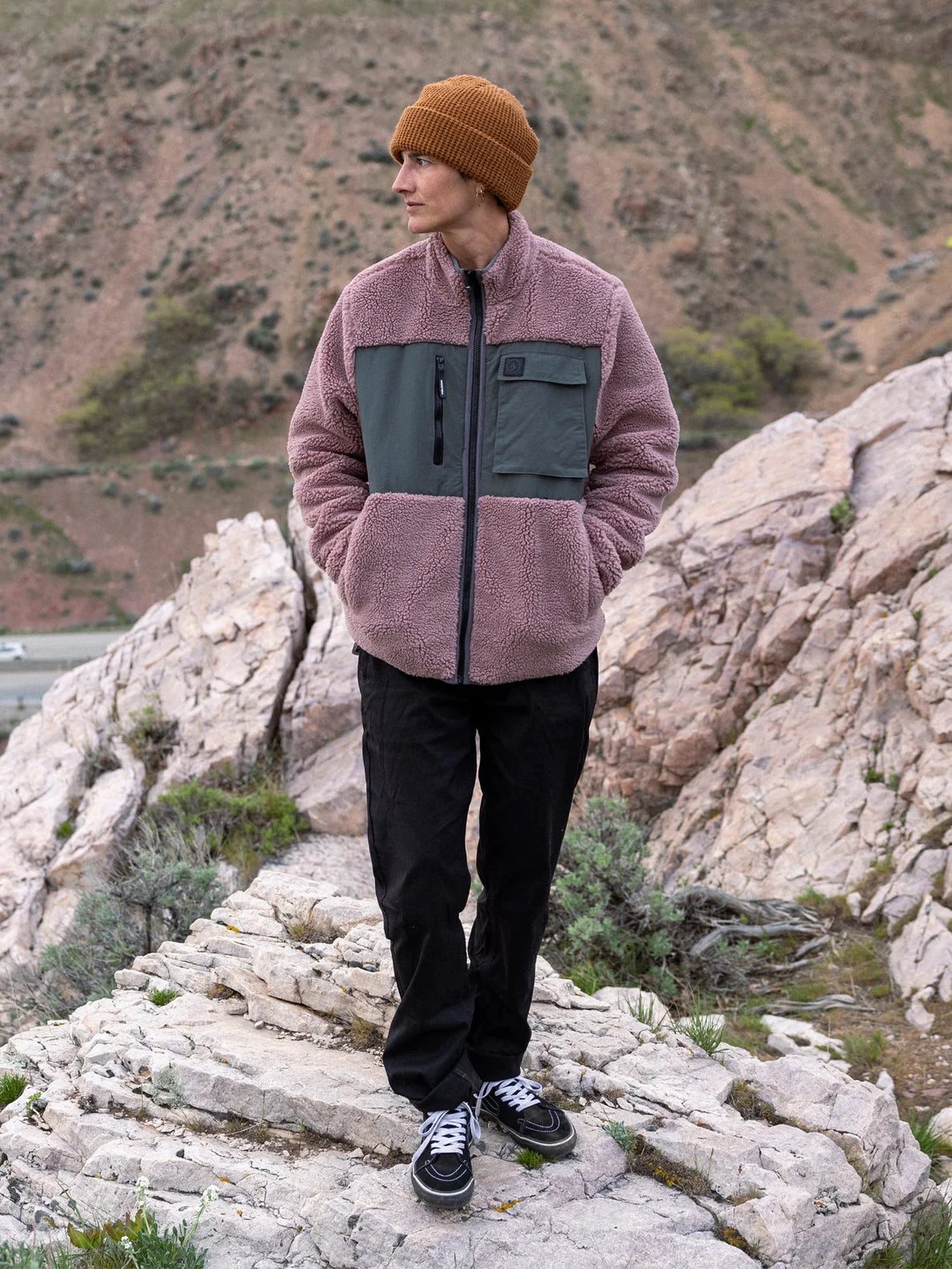 Sudadera de borreguillo con Cremallera Volcom Storm Stone - Bordeaux Brown | Best selling products | Koongo | surfdevils.com