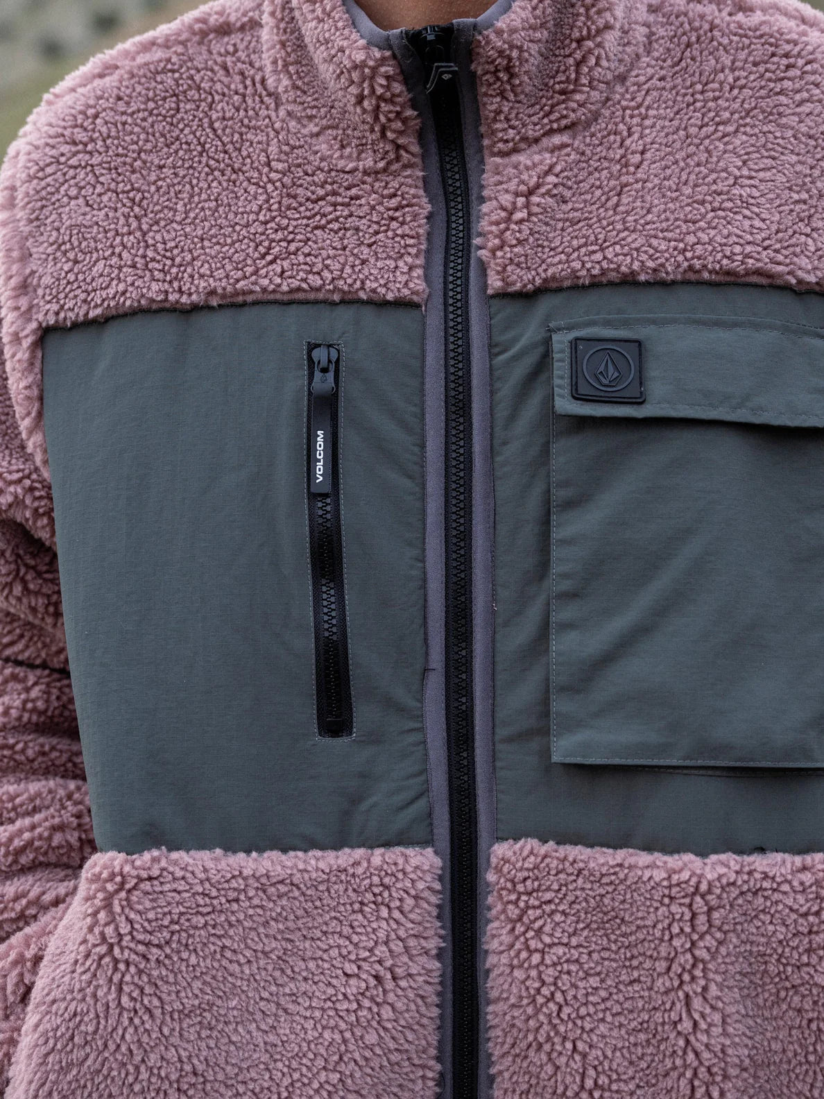 Volcom Storm Stone Full Zip Shearling Sweatshirt - Bordeaux Brown