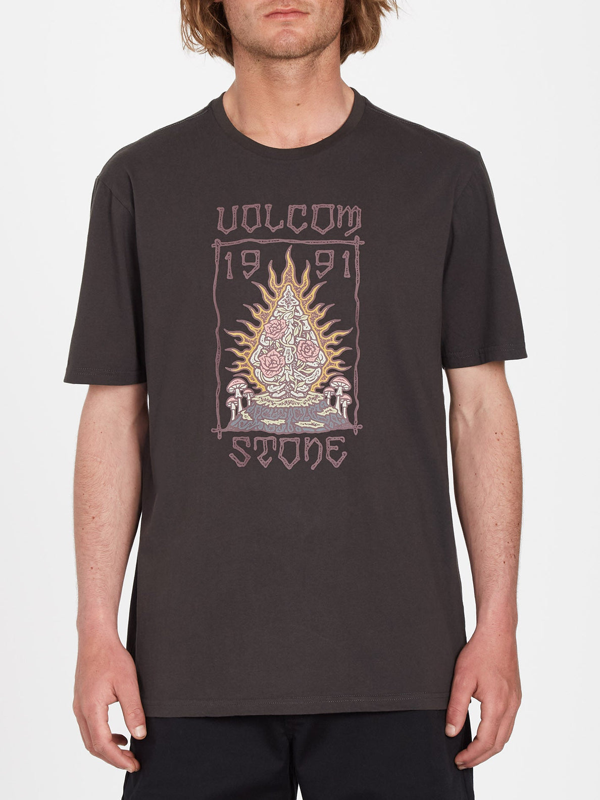 Volcom Caged Stone Rinsed Black T-shirt