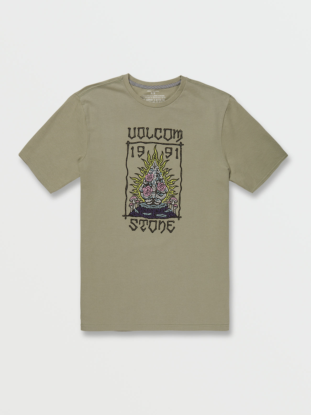 T-shirt verde Seagrass risciacquata di Volcom Caged Stone