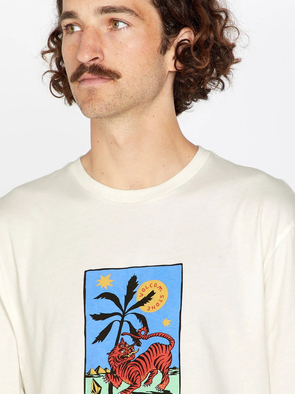 T-Shirt Volcom Tarot Tiger Farm To Yarn - Off White