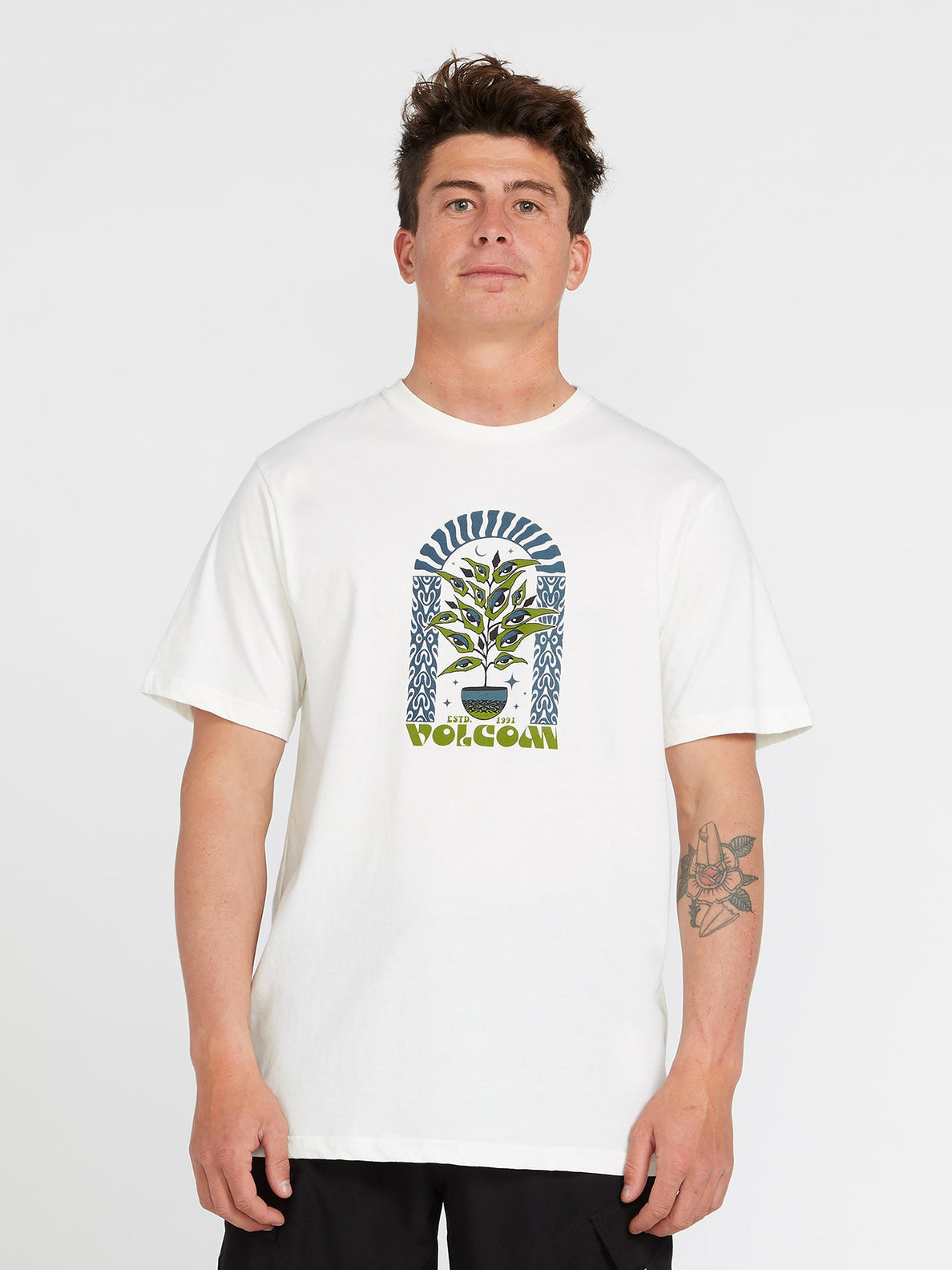 T-shirt Volcom Delights Farm To Yarn Earth Tripper - bianco sporco