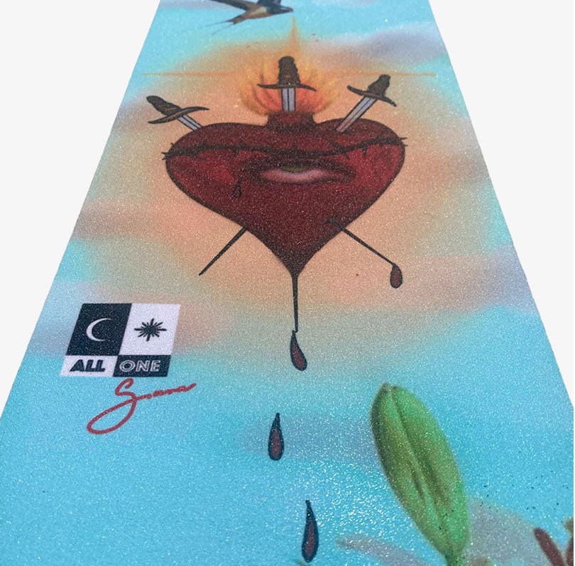 Sandpaper All One Magic griptape Swallow and Heart