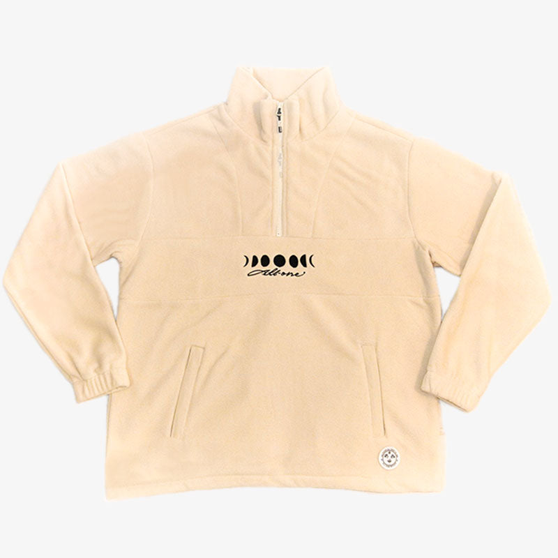 All One Moonphases Fleece mit halbem Reißverschluss – Creme