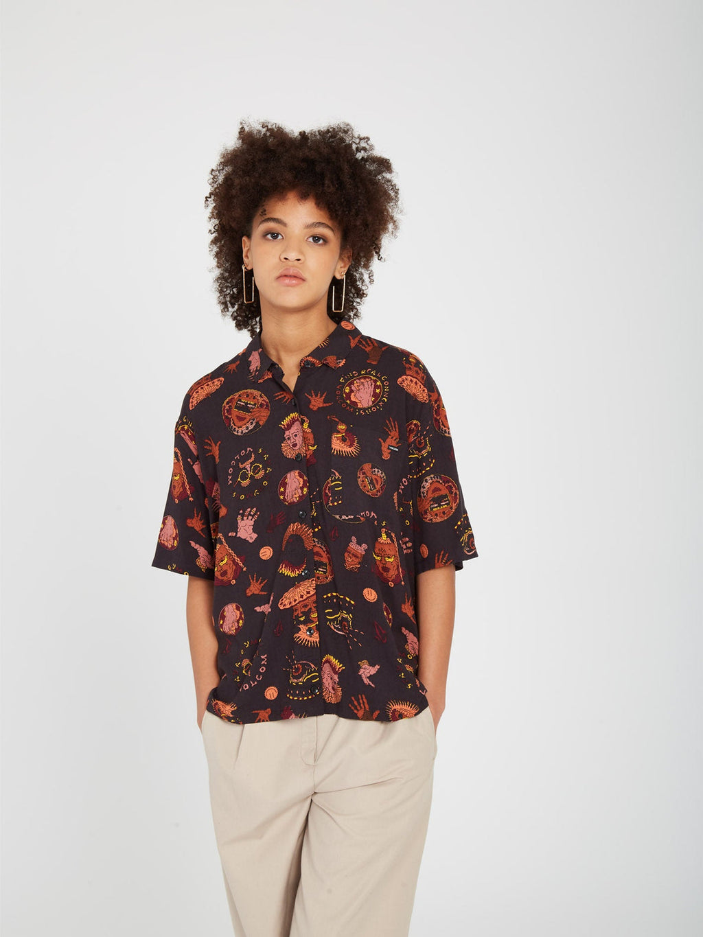 Volcom Connected Minds Women's Short Sleeve Shirt - Black
