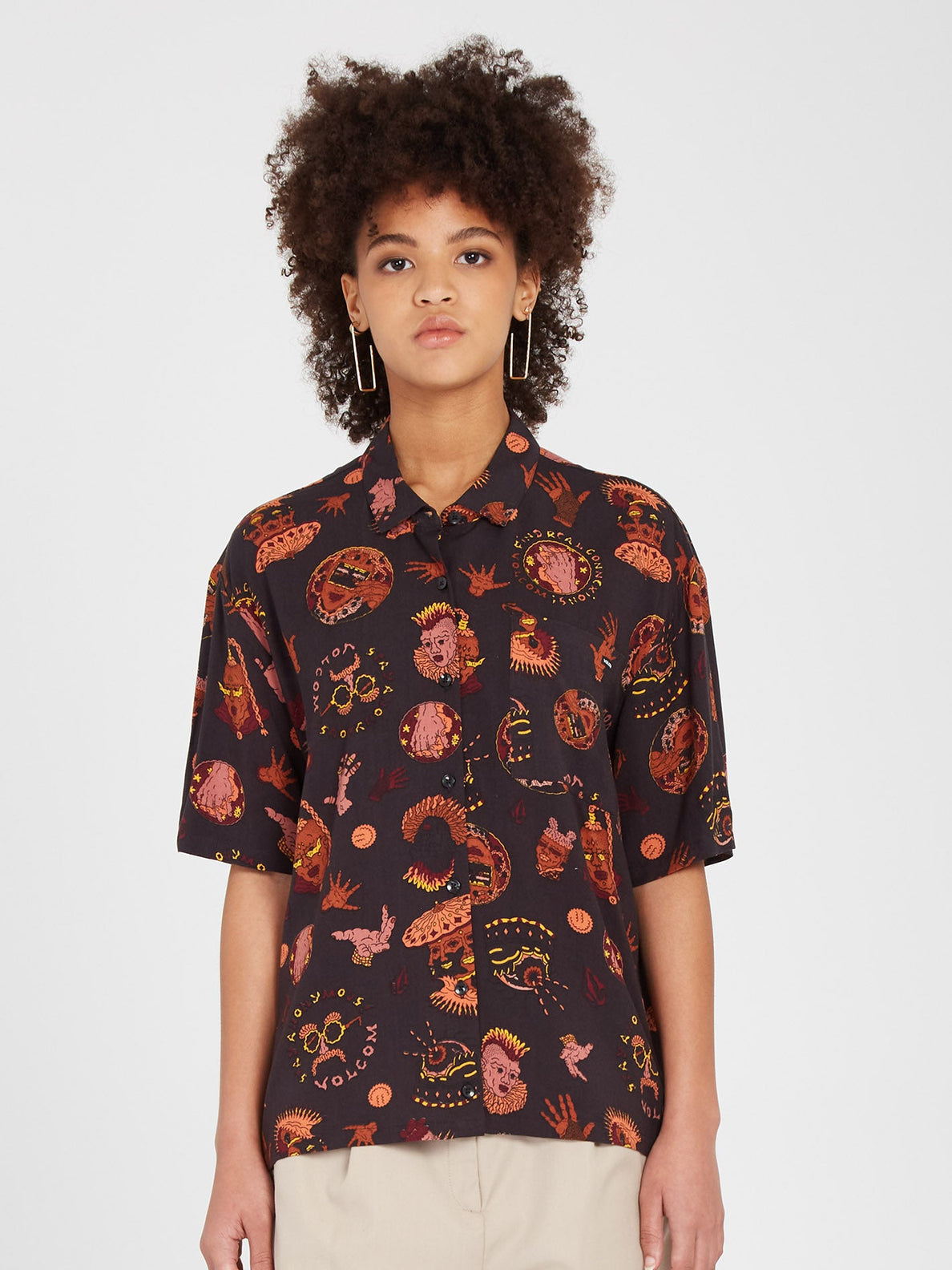 Camisa manga corta Mujer Volcom Connected Minds - Black